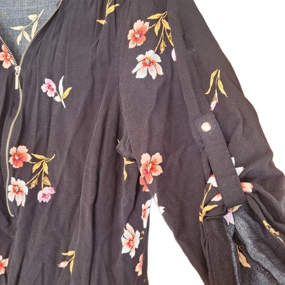 Paper Moon Black Floral Print Top L - Picture 4 of 6
